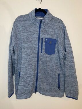 Criquet Men's Sweater Blue Gray Heather Fleece Full Zip Jacket size XL